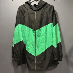 SHEIN Plus Size Windbreaker Hooded Jacket